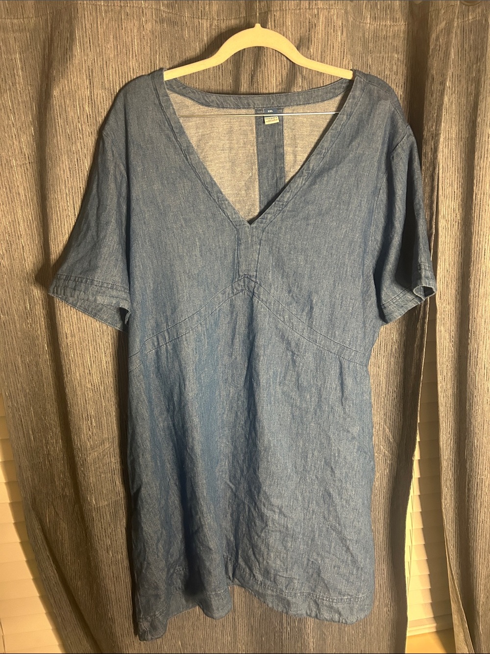 Old Navy Light Blue V-Neck Denim-Effect Mini Dress